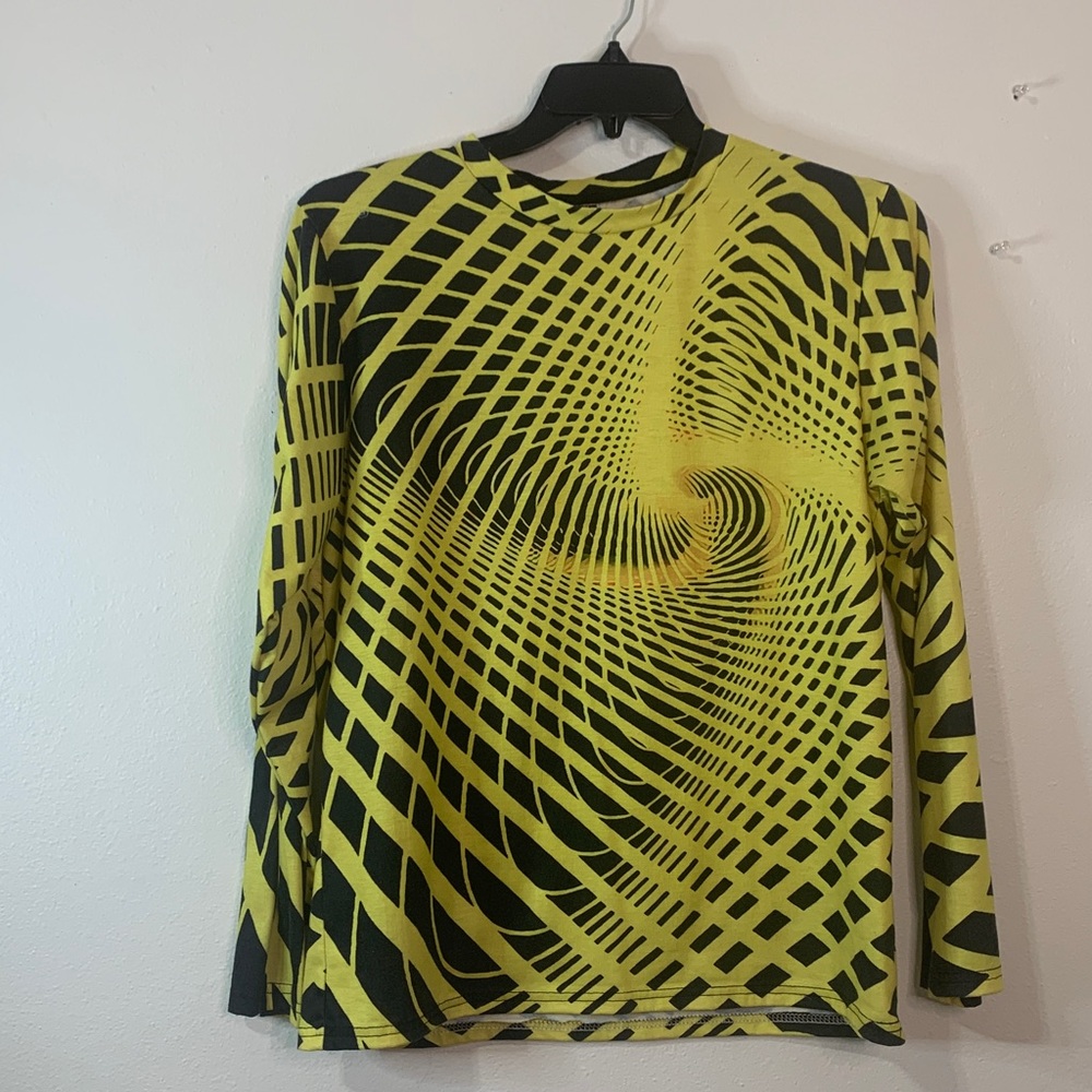 Cosmopolitan Yellow and Black Geometric Blouse